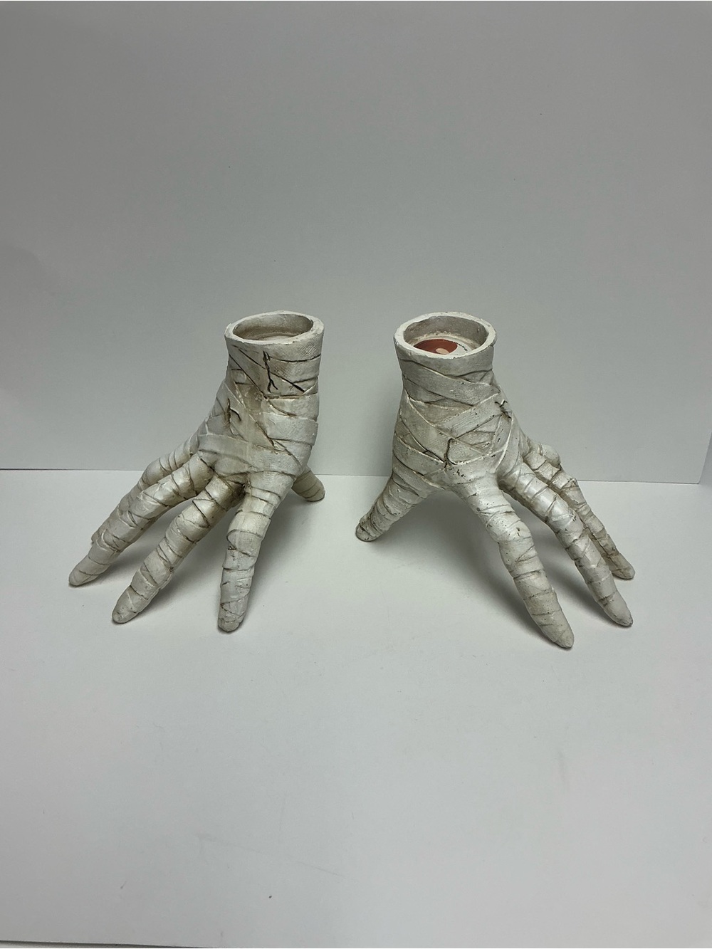 Halloween Decor- Mummy Hands Candleholders- Set of 2